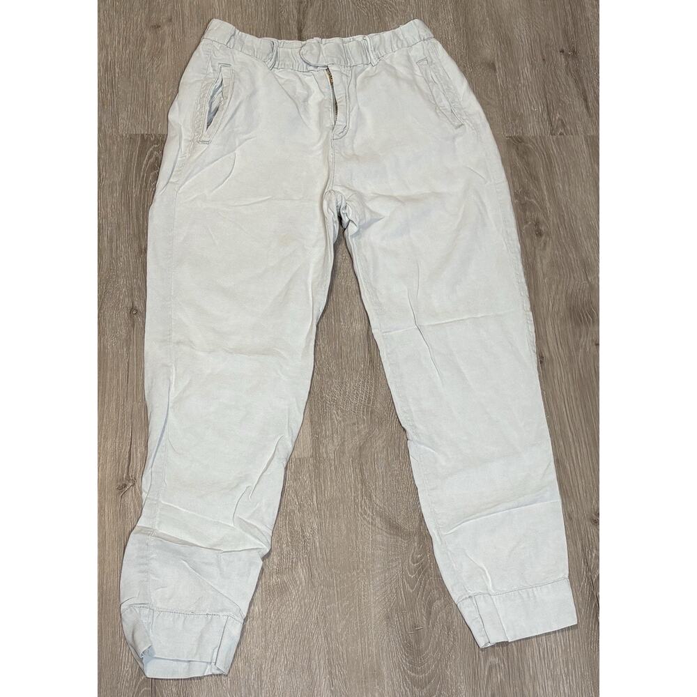 J. Crew Women's 2 100% Linen Cropped Pocket Pants Light Blue